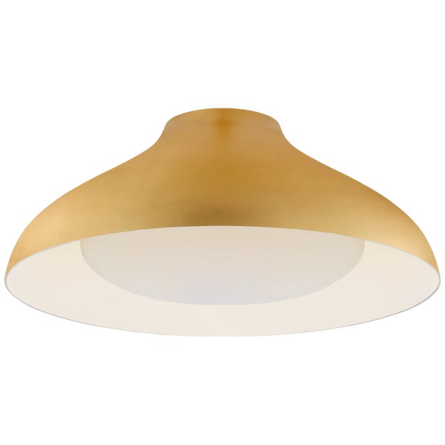 AERIN for Visual Comfort Signature Agnes 18" Flush Mount in Gild with Soft White Glass For Sale