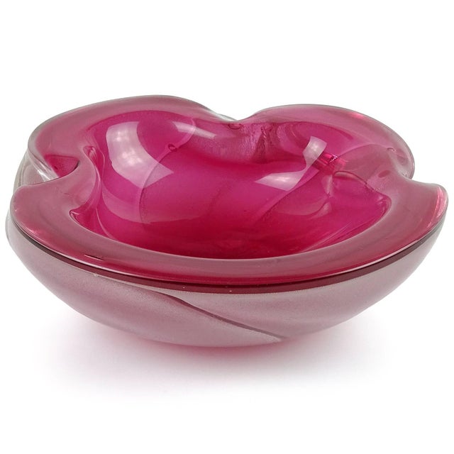 Murano Vintage Rose Pink Sfumatto Bubbles Italian Art Deco Glass Mid