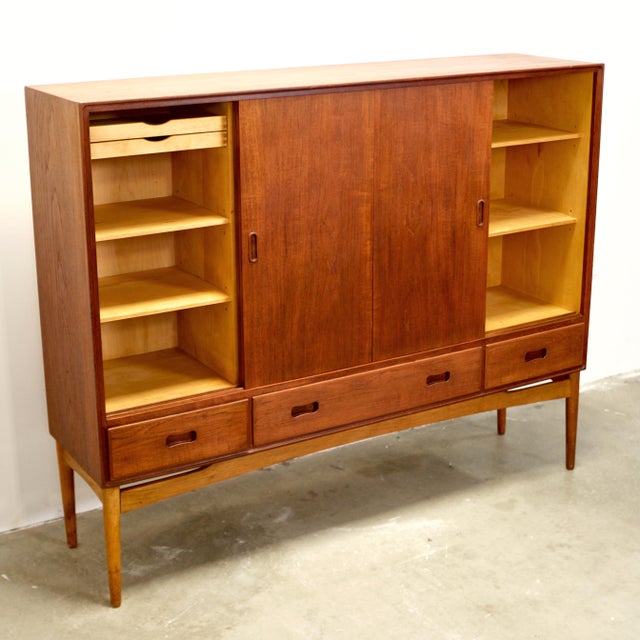 1950s Danish Teak Tall Sideboard / Highboard For Sale - Image 16 of 18