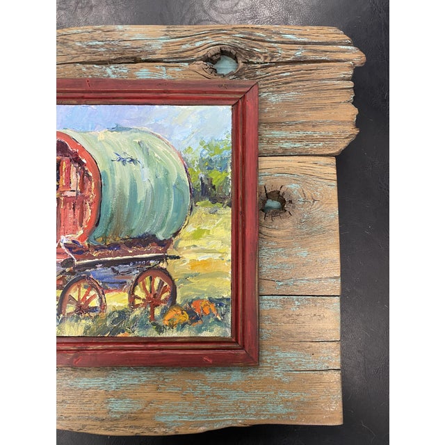 "My Gypsy Mobile" ~ Lorie Batson, Original Oil Painting. Captures a Charming, Rustic Scene of a Small Gypsy Wagon. For Sale - Image 6 of 10
