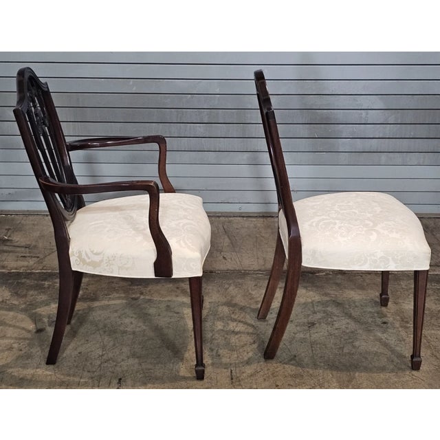 1980s Set of 6 Kindel Master Works Collection Mahogany Federal Shield Back Chairs For Sale - Image 10 of 14