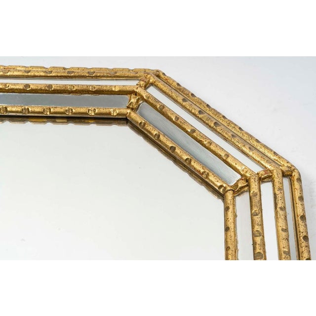 Gilded stucco and cloisonné mirror, 20th century. 20th century mirror, modern art, gilded stucco and cloisonné mirror. H:...