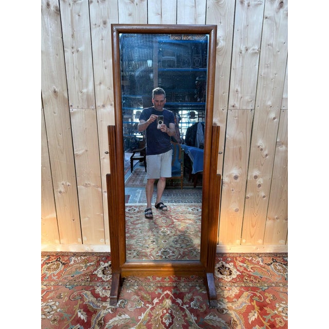 Art Deco Swivel Mirror in Oak, 1930s For Sale - Image 4 of 6
