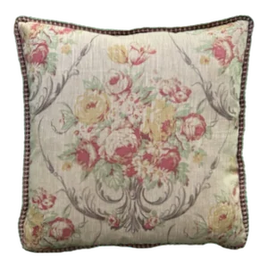 Rose & Tulip Floral Linen Decorative PIllow