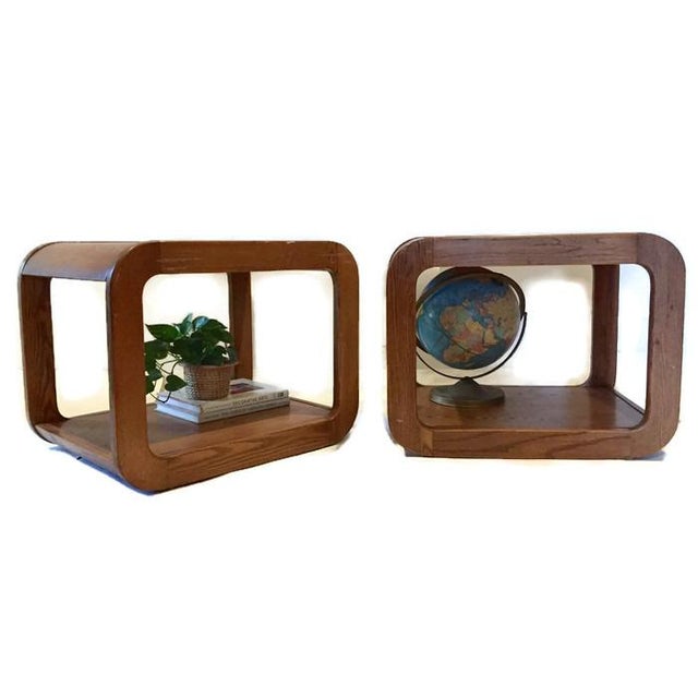 Bent Wood Waterfall Cube Side Tables A Pair Chairish