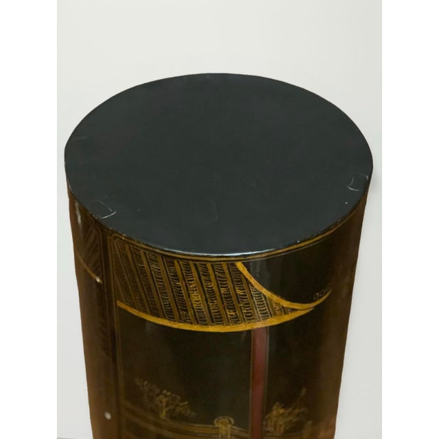 1960s Vintage Chinese Black Lacquered Wood Pedestal For Sale - Image 5 of 9