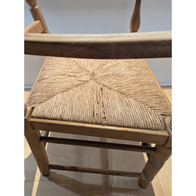 English Country Pine Woven Seat Armchairs - Set of 2 For Sale - Image 9 of 11