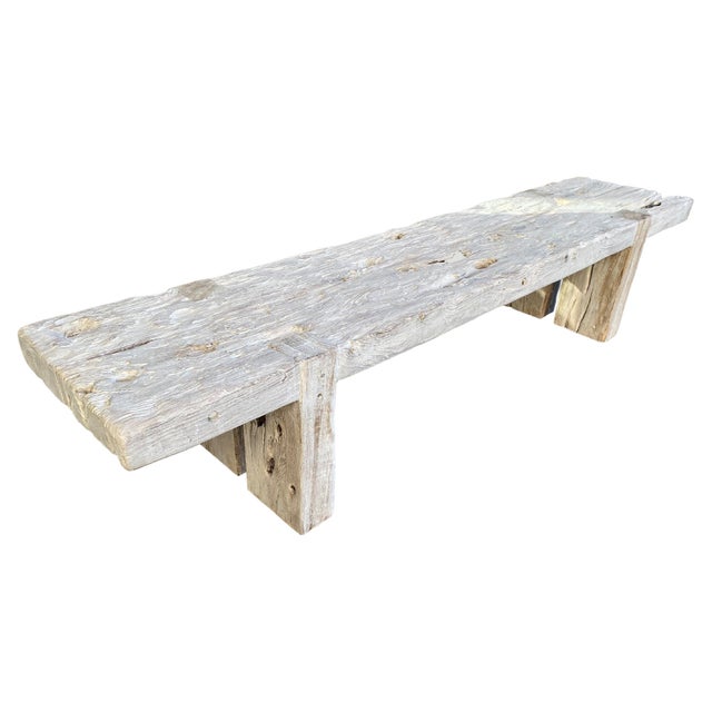 Andrianna Shamaris St. Barts Bleached Teak Wood Bench For Sale In New York - Image 6 of 18