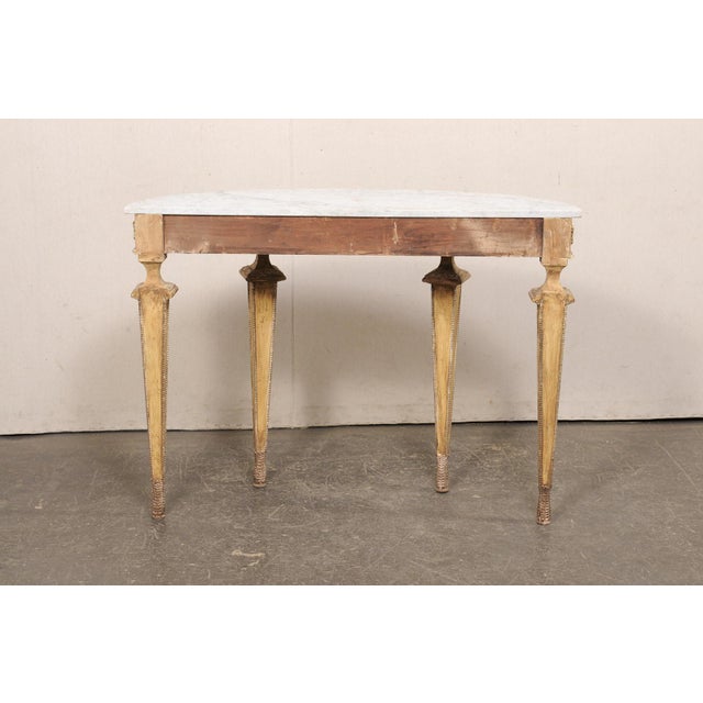 White Mid 20th Century Italian Marble Top Console W/ Swag Accents For Sale - Image 8 of 12