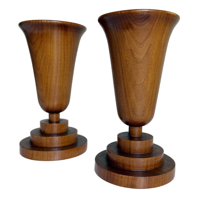1930s Art Deco Treen Vases, a Pair For Sale