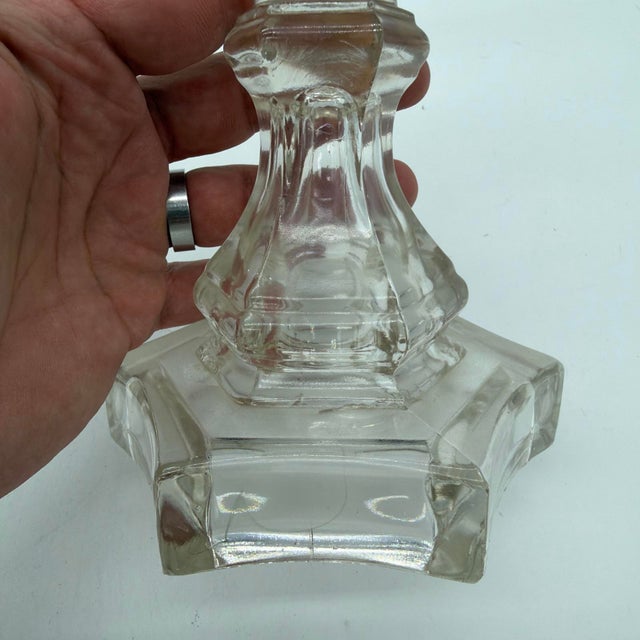 1850s Gothic Arch Pressed-Glass Oil Lamps, Attributed to Boston & Sandwich, - Pair For Sale - Image 15 of 18