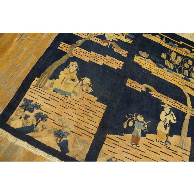 1920s 1920s Black Ground With Landscape of Chinese Culture Antique Peking Rug For Sale - Image 5 of 8