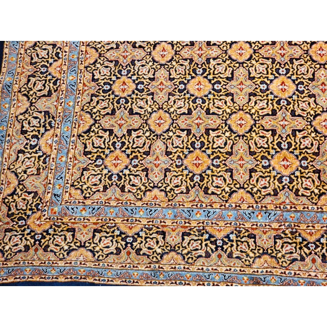 Vintage Tabriz Rug, Hand-Knotted Wool, Allover Geometric Pattern, Navy & Tan, 9x11 For Sale - Image 13 of 15