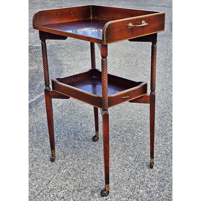 Brown Ferguson Bros. Tiered Patial Gilt Mahogany Folding Rafraichissoir Butler Tray Trolley For Sale - Image 8 of 9