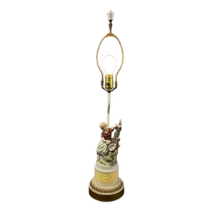 Vintage Capodimonte‑Style Porcelain Figural Lamp With Illuminated Pierced Base