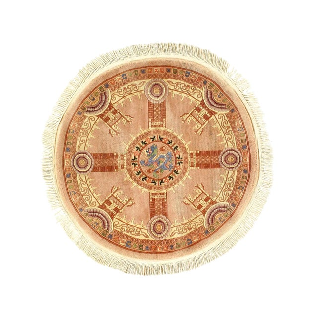 1960s Pasargad Vintage Chinese Peking Round Rug For Sale - Image 4 of 4