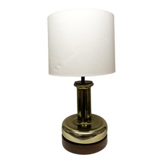 Late 20th Century Mercury Glass Table Lamp Wooden Base For Sale