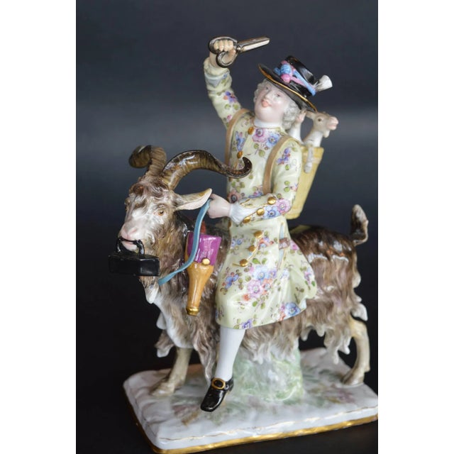 Meissen Porcelain of a merry man on a goat.