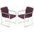 Chrome and Violet Wool Sled Armchairs - a Pair For Sale