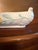 White 1940s Hull Pottery Open Rose / Camellia Console Bowl W/ Dove Handles "116-12" Art Deco - Rare For Sale - Image 8 of 15