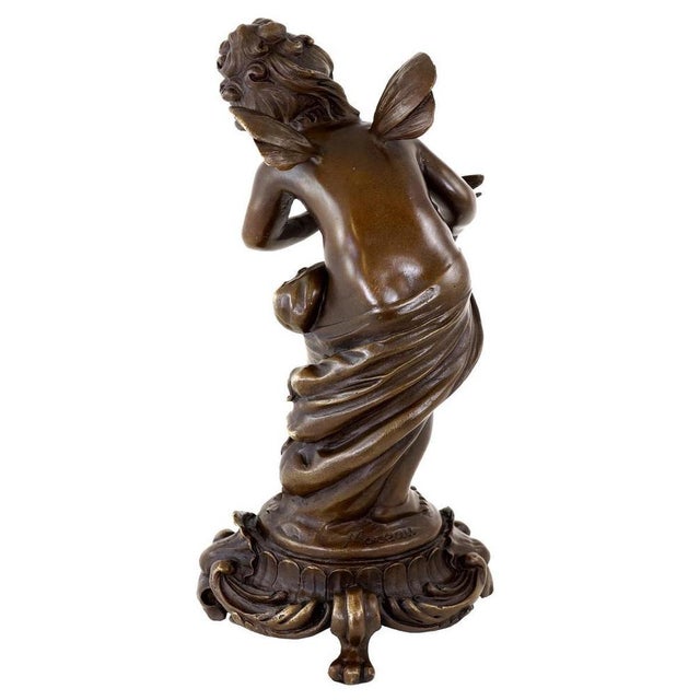 Art Nouveau Fairy Sculpture, Brown Patinated Bronze For Sale - Image 3 of 6