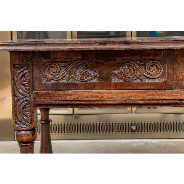 Antique Carved Oak Irish Single Drawer Work Table For Sale In New York - Image 6 of 10