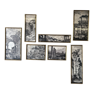 Set of 7 Vintage European Architecture Prints From a Prominent New Jersey Estate
