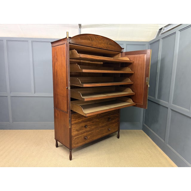 Georgian Inlaid Mahogany Linen Press, 1824 For Sale - Image 17 of 18