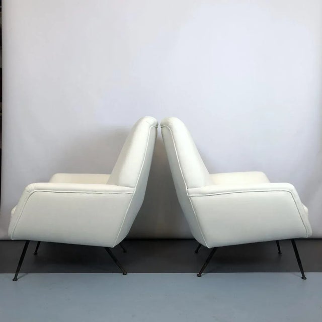 Ivory Set of Italian White Velvet Armchairs, 1950s For Sale - Image 8 of 18