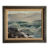 Vintage Original Oil Painting; Framed Seascape by Luella Bitterlie 1980s For Sale