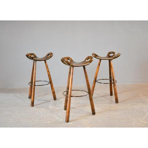 Mid-Century Modern Brutalist Marbella Bar Stools by Sergio Rodrigues, 1970s, Set of 3 For Sale - Image 9 of 11