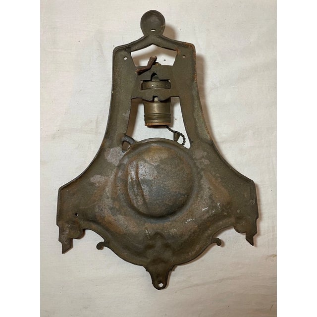 Antique Ornate Art Deco Gold Gilt Cast Iron Wall Mount Electric Sconce Fixture For Sale - Image 9 of 10