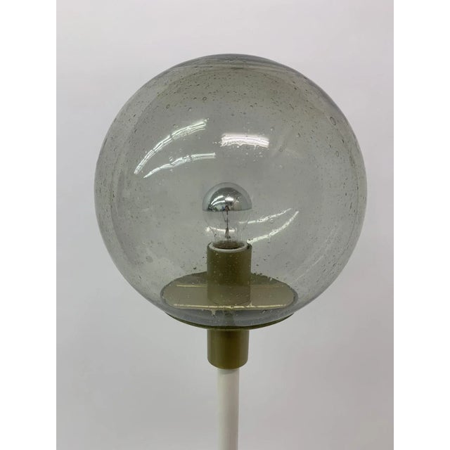 Gold Vintage White Gold Floor Lamp Glass Globe, 1970s For Sale - Image 8 of 11