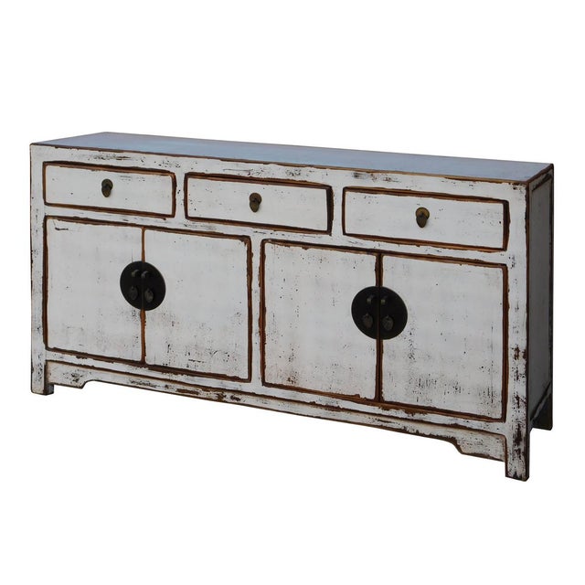 Chinese Distressed Rustic Off White Sideboard Chairish