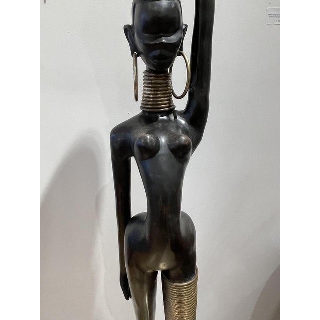 Bronze of a Nude African Lady Carrying Water in the style of Karl Hagenauer, 1970s For Sale - Image 10 of 15