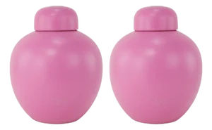 Pair of Soft Pink Matte Ginger Jars With Lids – Elegant Decorative Accents