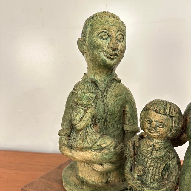 Folk Art Mid 20th Century Family of Four Clay Sculptures For Sale - Image 3 of 11