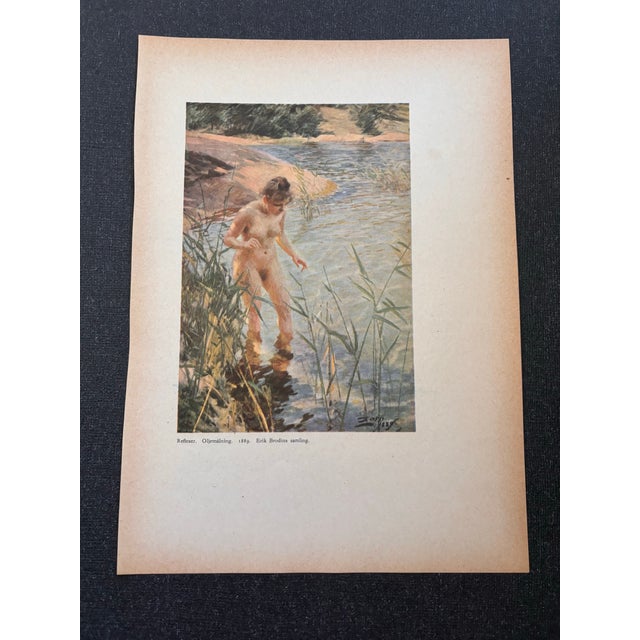 The Reflection by Anders Zorn Original Published Color Lithograph, Female Nude, Printed in Sweden 1928 For Sale - Image 10 of 10