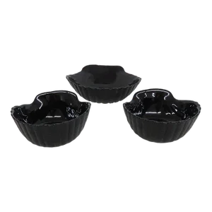Arcoroc France Coquillage Set of 3 Black Glass Sea Shell Serving Bowl Dish