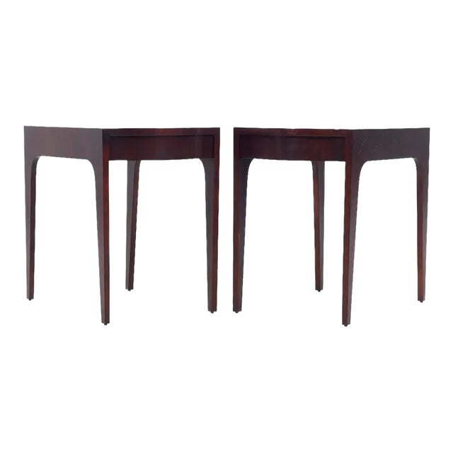 Drexel Contemporary Walnut End Tables - Pair For Sale
