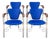 Set of 4 Vintage Arrben Italian Blue Leather Chrome Armchairs For Sale