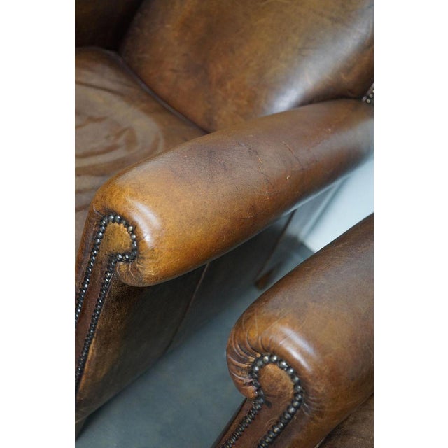 Vintage Dutch Cognac Leather Club Chairs, Set of 2 For Sale - Image 8 of 18