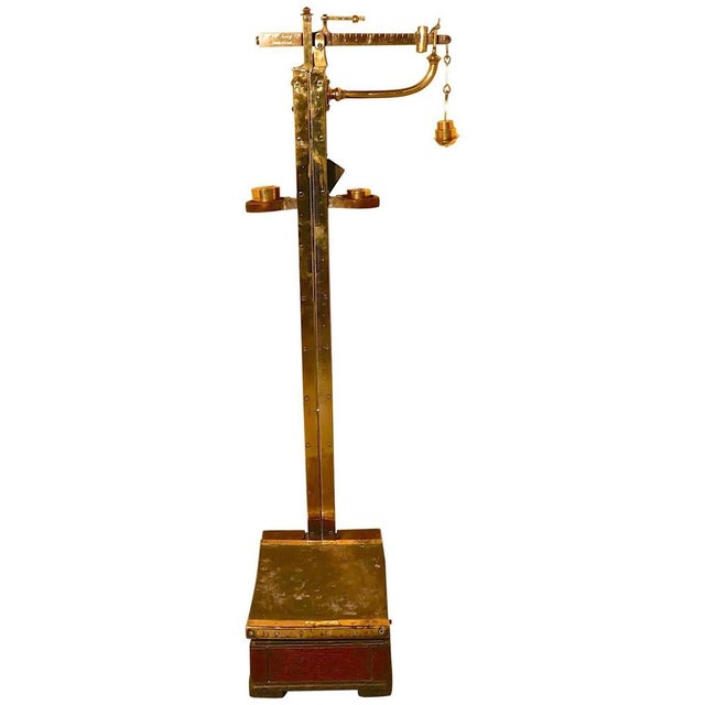 Avery Brass Height & Weight Standing Jockey Scales from Market Rasen Racecourse, 1890s For Sale - Image 11 of 11