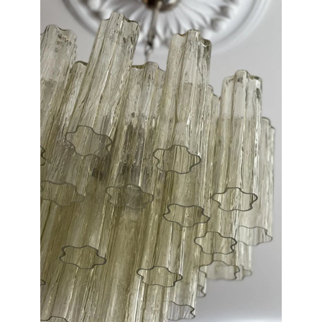 Medium Size Honey-Colored Murano Tubular Chandelier For Sale - Image 6 of 8