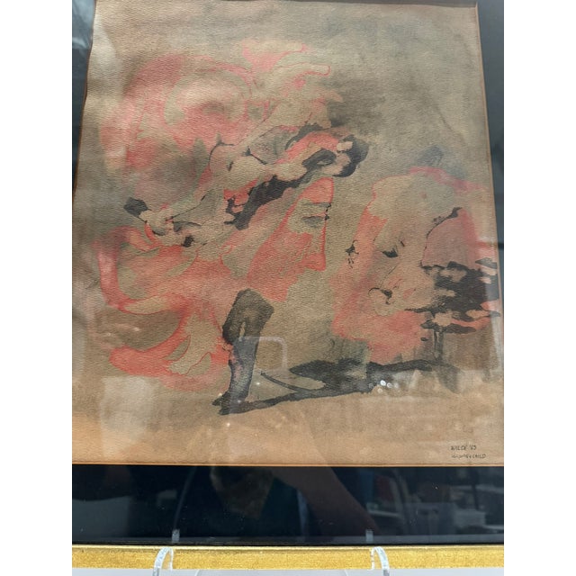 Abstract Artist Signed 1963 Woman and Child Abstract Figural Artwork Framed For Sale - Image 3 of 8