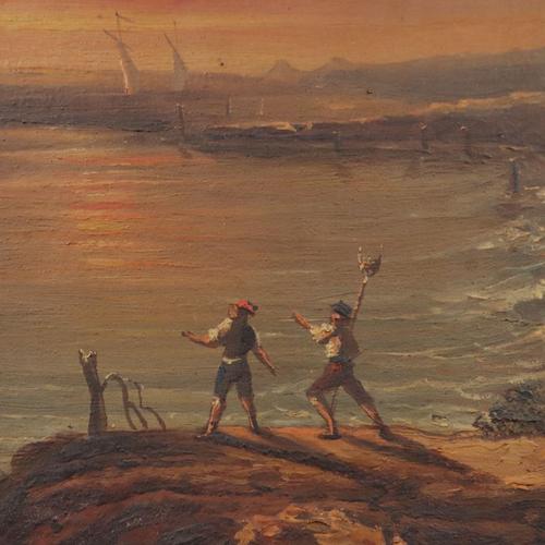 Sunset on Sea Landscape, Oil on Borad, Framed For Sale - Image 4 of 11