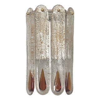 Italian Amber Murano Glass Wall Sconce from Mazzega, 1970s For Sale