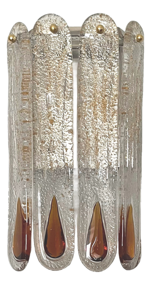 Italian Amber Murano Glass Wall Sconce from Mazzega, 1970s