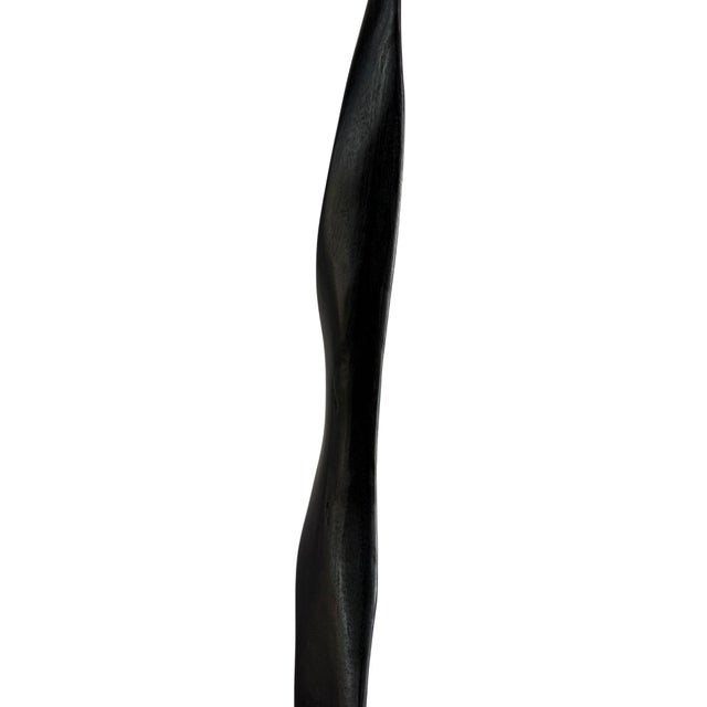 Wood Large Suar Wood Sculpture, Burnt Finish on Black Metal Stand, Modern Organic For Sale - Image 7 of 9