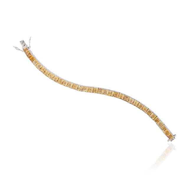 Not Yet Made - Made To Order Certified 20.98 Ct Natural Citrine Statement Tennis Bracelet in 925 Silver Handmade Jewelry For Sale - Image 5 of 13